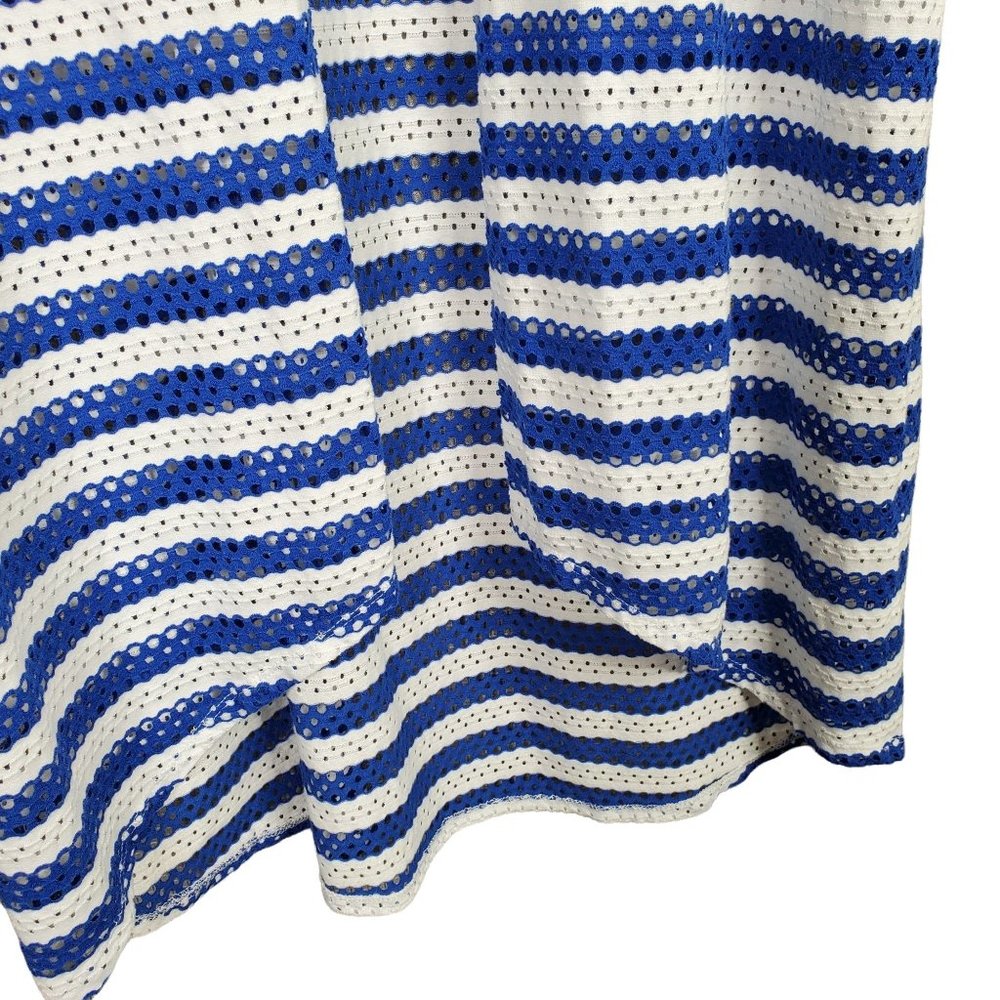 Chico's 3 Size XL Jacket Tess Cardigan Cover Up Eyelet Mesh Striped Flowing - Picture 5 of 8